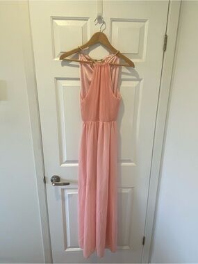 Elegant Pink Halter Maxi Dress
